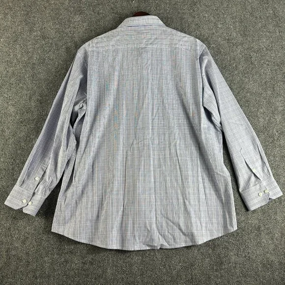 David Alexander Shirt Mens 18 Classic Fit Blue Plaid Cotton Long Sleeve NEW Easy - Picture 8 of 9